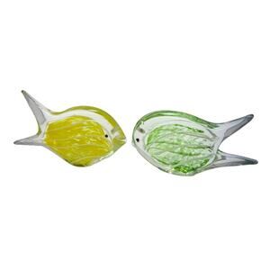 Art Glass Fish Pair Figurines Paperweights Lakehouse Cabin Decor Sea River Pond